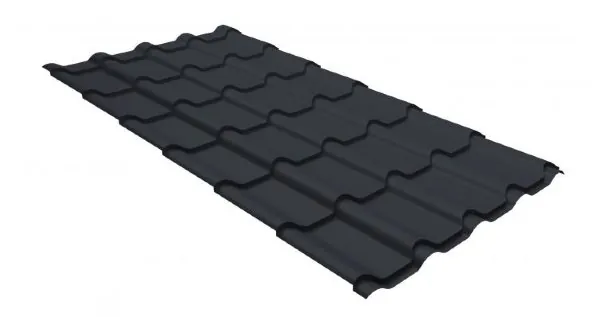 Металлочерепица камея GL 0,5 GreenCoat Pural matt RR 23 темно-серый (RAL 7024 мокрый асфальт) купить в Егорьевске