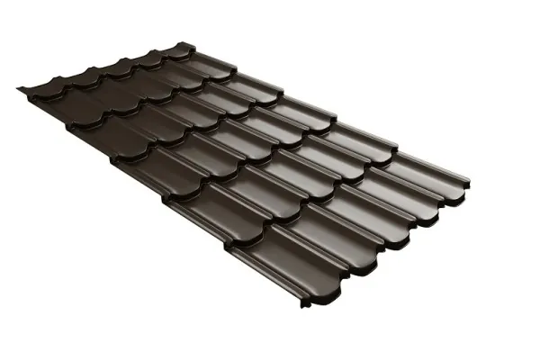 Металлочерепица квинта плюс с 3D резом 0,5 GreenСoat Pural Matt RR 32 темно-коричневый (RAL 8019 серо-коричневый) купить в Егорьевске
