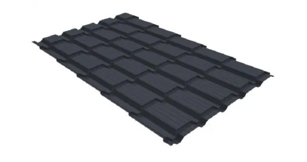 Металлочерепица GL квадро профи 0,5 GreenCoat Pural RR 23 темно-серый (RAL 7024) мокрый асфальт купить в Егорьевске