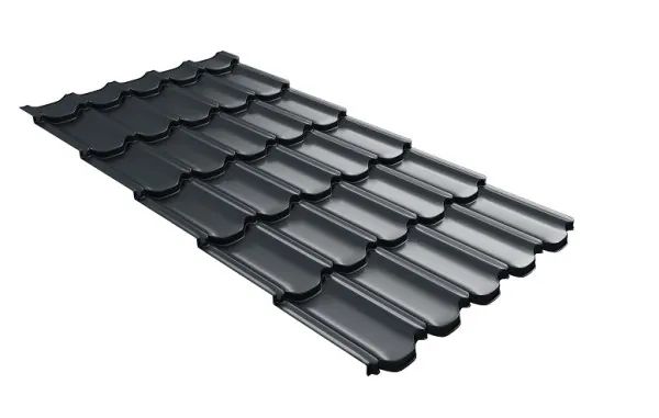 Металлочерепица квинта плюс с 3D резом 0,5 Satin RAL 7016 антрацитово-серый купить в Егорьевске