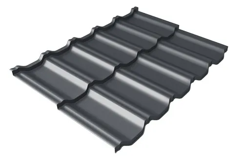 Металлочерепица модульная Квинта Uno Grand Line c 3D резом 0,5 Satin RAL 7024 мокрый асфальт купить в Егорьевске