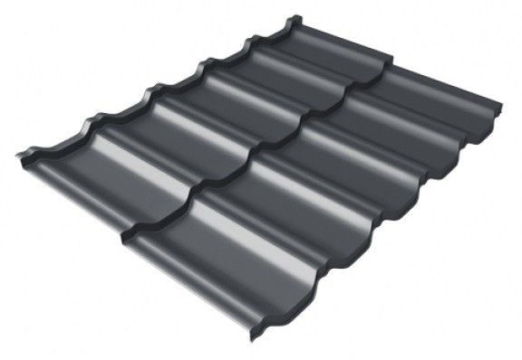 Металлочерепица модульная Квинта Uno Grand Line c 3D резом 0,5 Satin Мatt RAL 7024 мокрый асфальт купить в Егорьевске