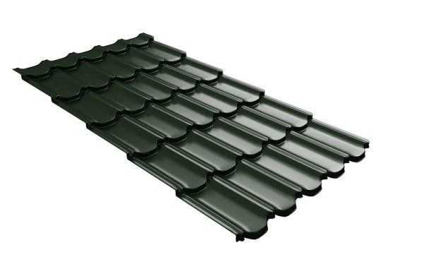 Металлочерепица квинта плюс с 3D резом 0,5 GreenСoat Pural Matt RR 11 темно-зеленый (RAL 6020 хромовая зелень) купить в Егорьевске