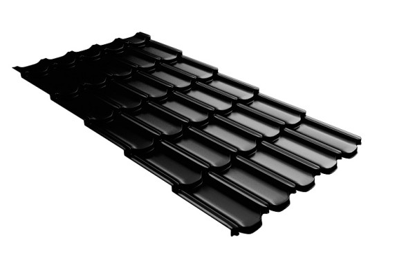 Металлочерепица квинта плюс с 3D резом 0,5 GreenСoat Pural Matt RR 33 черный (RAL 9005 черный) купить в Егорьевске