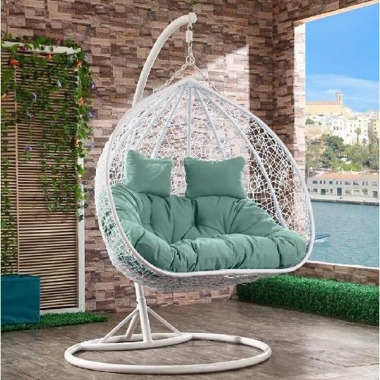 Кресло Подвесное из искусственного ротанга AFM-109A White/Green купить в Егорьевске
