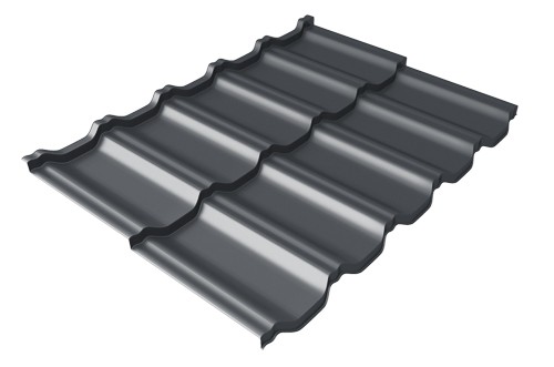 Металлочерепица модульная Квинта Uno Grand Line c 3D резом 0,45 Drap RAL 7024 мокрый асфальт купить в Егорьевске