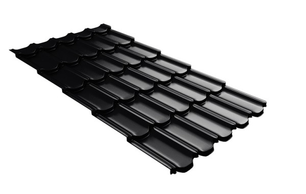 Металлочерепица квинта плюс с 3D резом 0,5 Satin Мatt RAL 9005 черный купить в Егорьевске